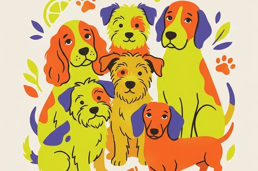 Illustration of different dog breeds
